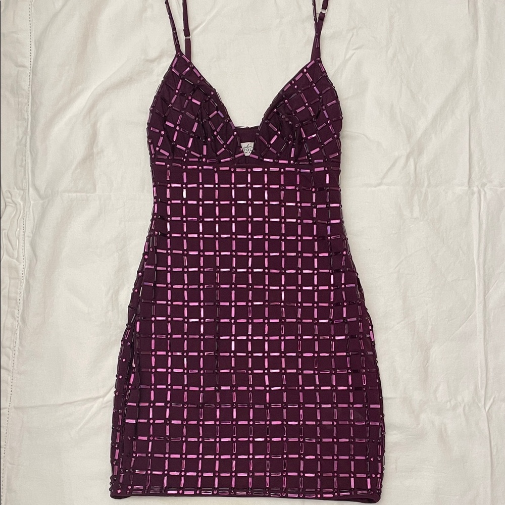 Oh Polly Purple Checkered Mini Dress